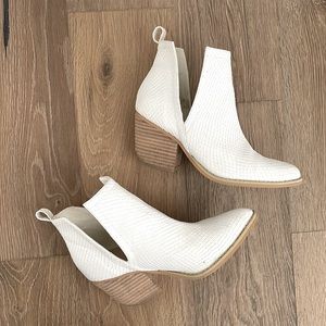 White Snakeskin Booties